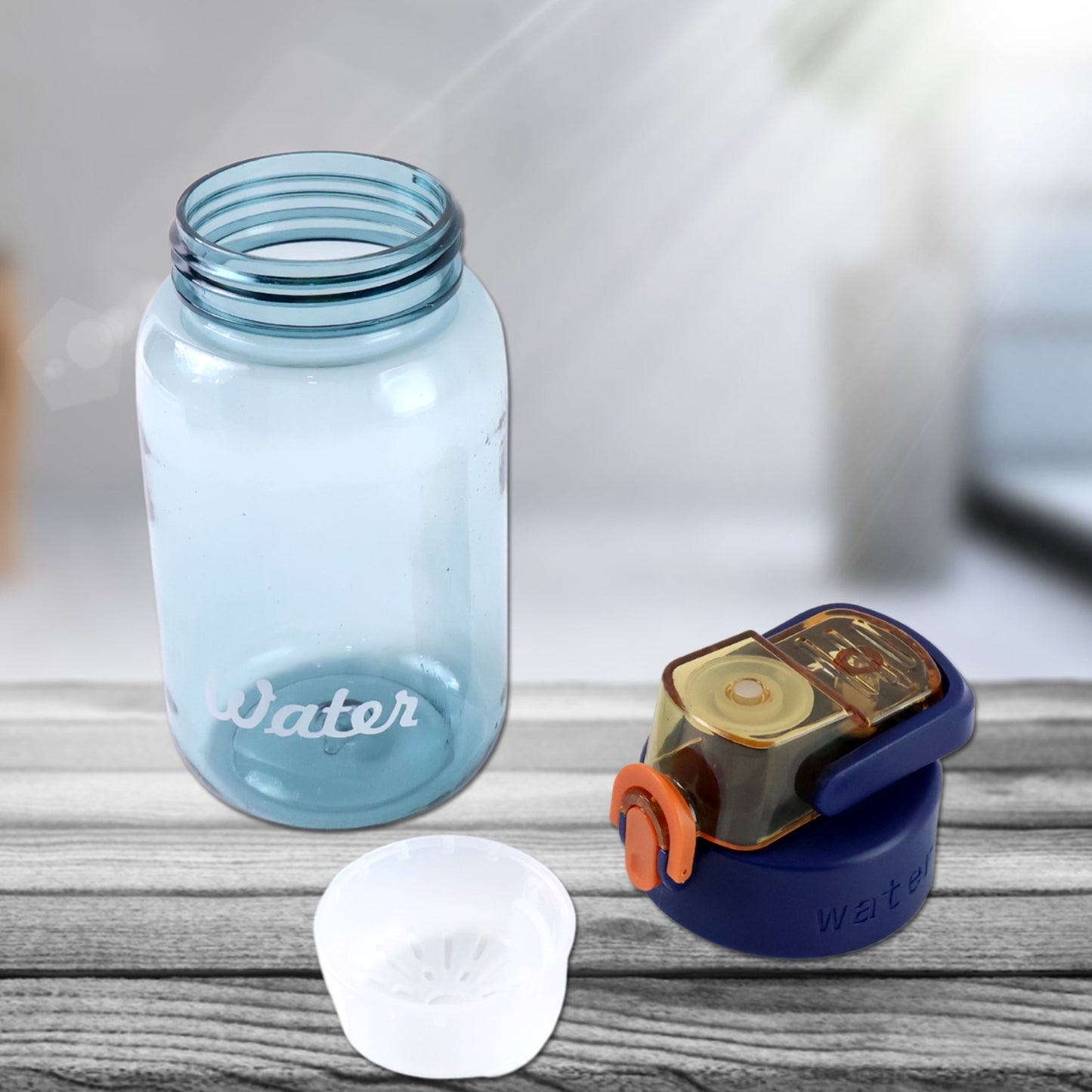 Blue Plastic Leak-proof Flip Cap Safty Lock Water Bottle (600ml Approx 1 Pc)