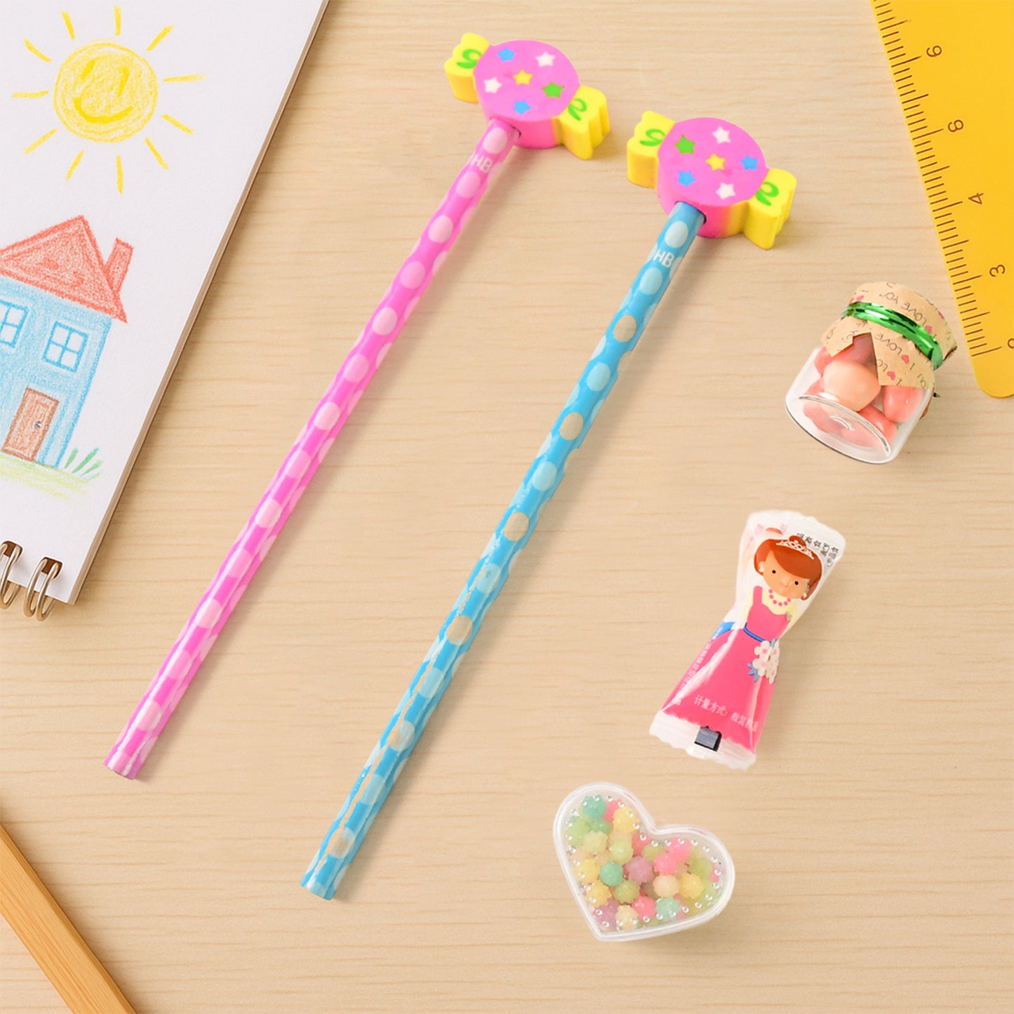 Fun Candy Design Pencil Set With Accessories Set (1 Set )
