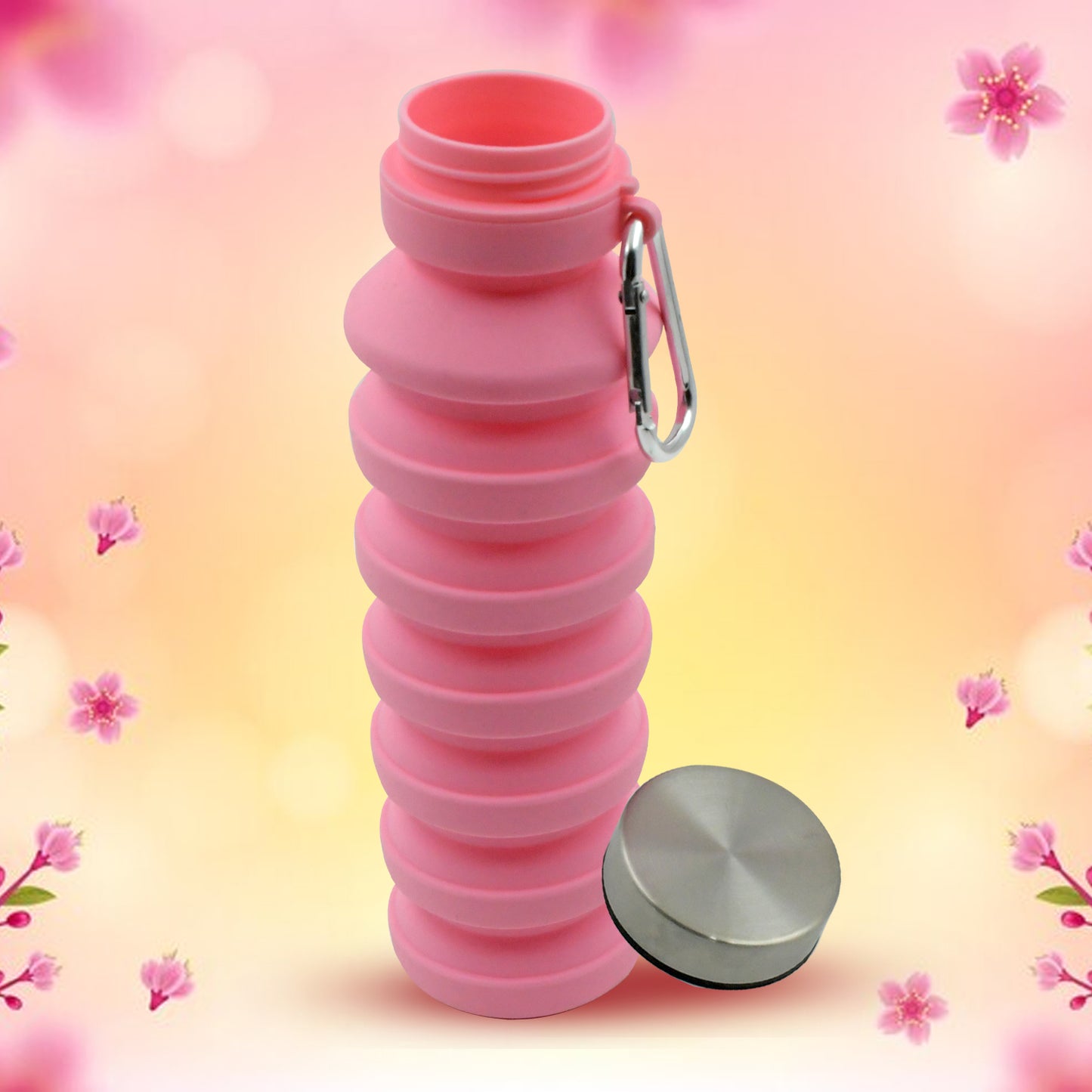 Foldable Water Bottle Silicone Leak Proof Portable Sports Travel Water Bottle For Outdoor Gym Hiking (1 Pc 24 Cm Foldable)
