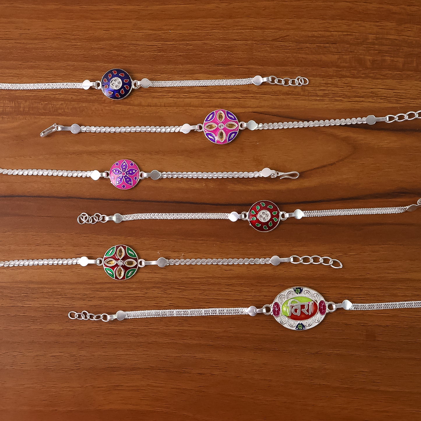 Pack Of 12 Silver Chain Rakhis Stylish Bracelet Rakhi Set For Brothers