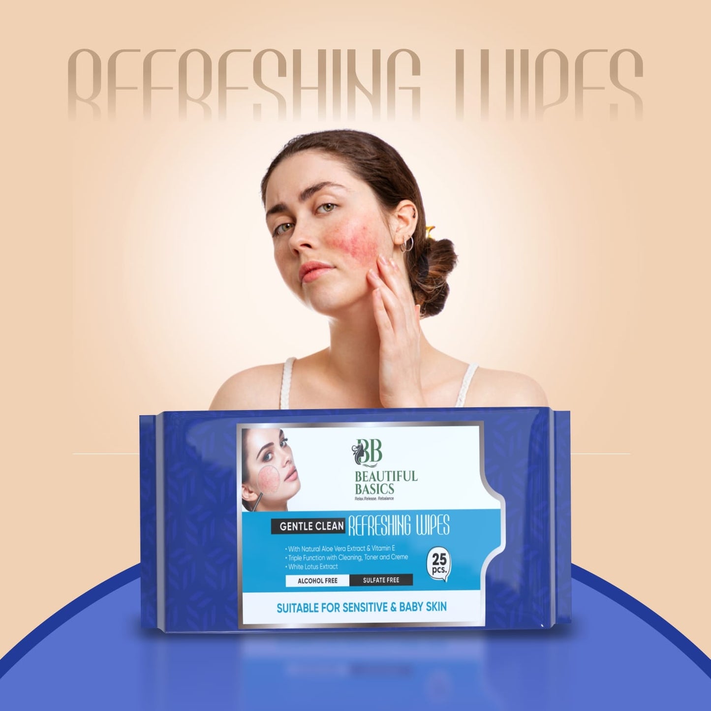 Beautiful Basics Dry Sensitive Skin Face Wipes (2 Pkts X 50 Pcs Wipes)