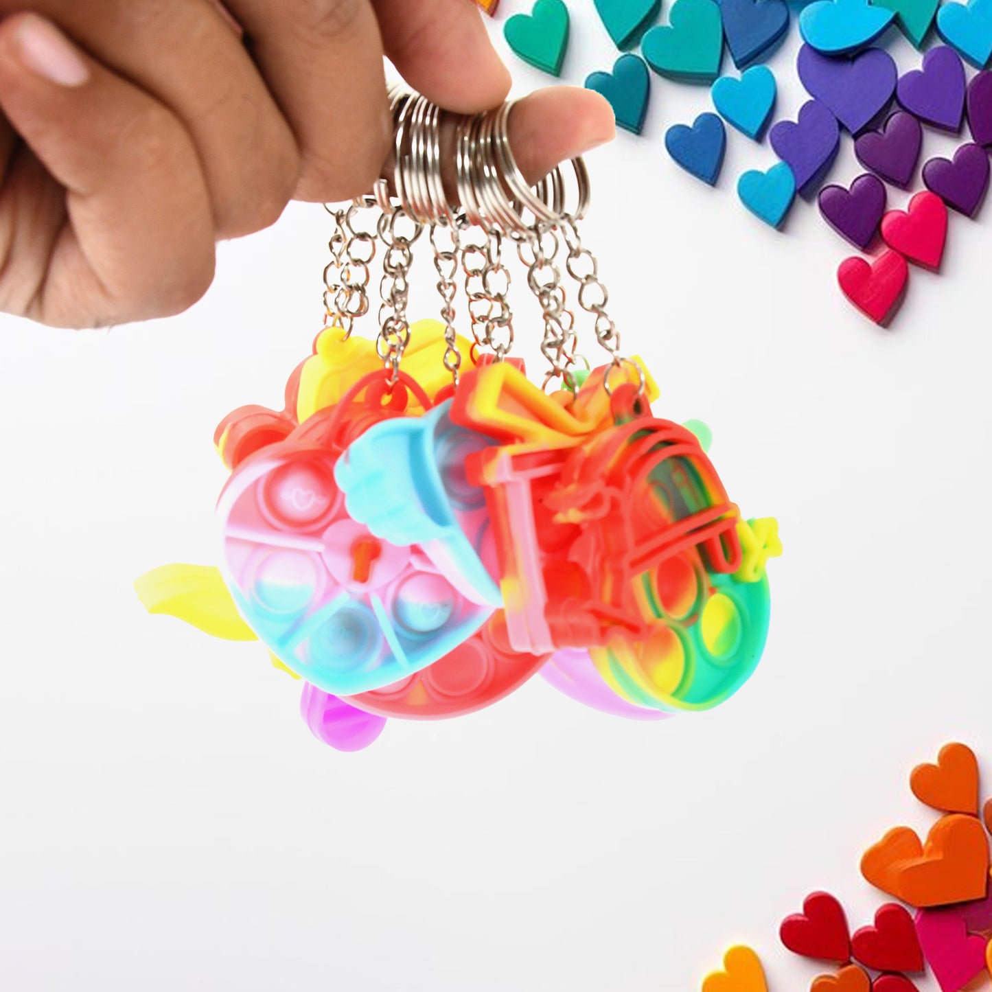 17693 Compact Silicone Pop It Keychain Toy - Birthday Return Gift Of Kids - Portable Bubble Popping Fun Stress Relief Fidget Toy (Mix Design 1 Pc)