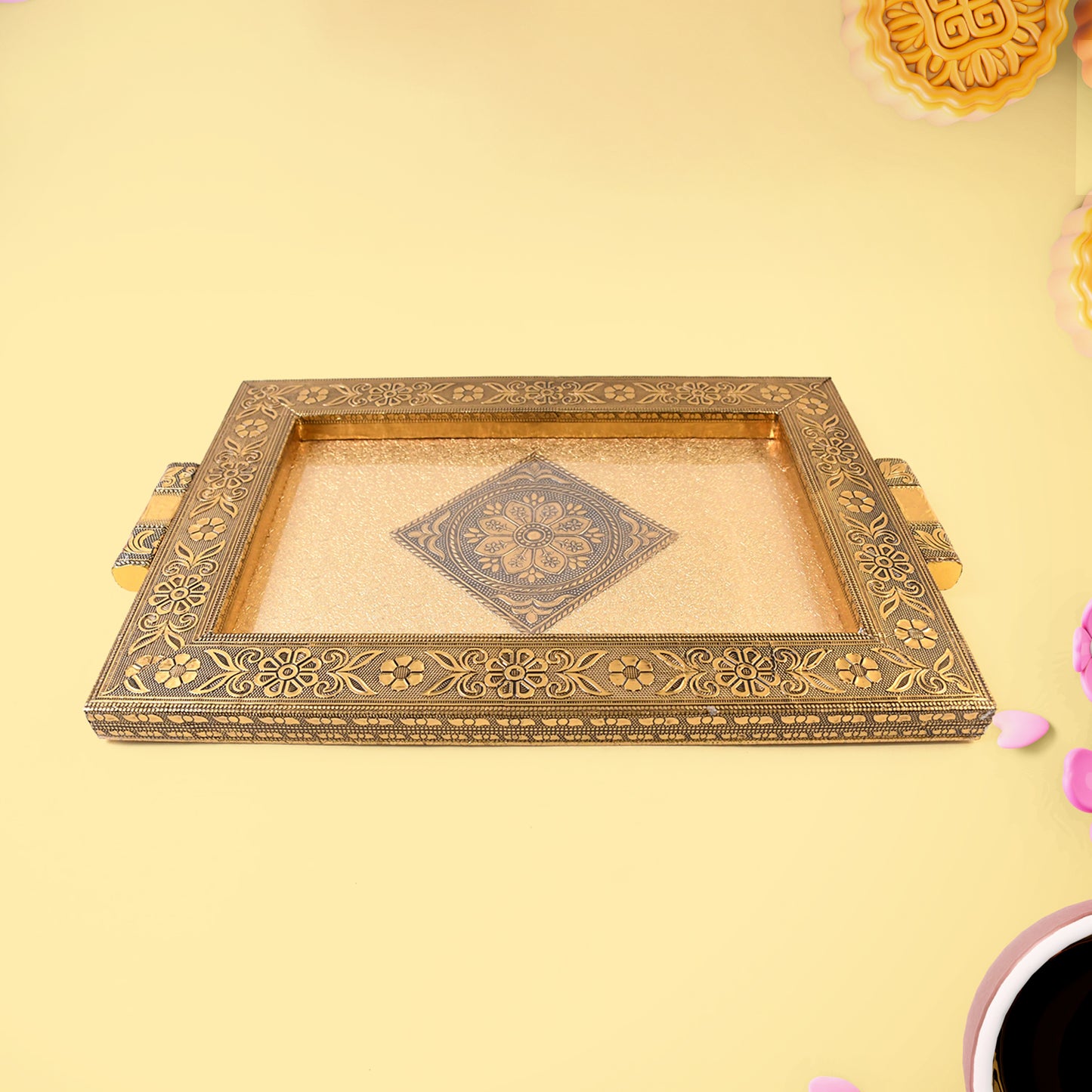 Premium Antique-style Rajwadi Decorative Serving Tray 40x26 Cm