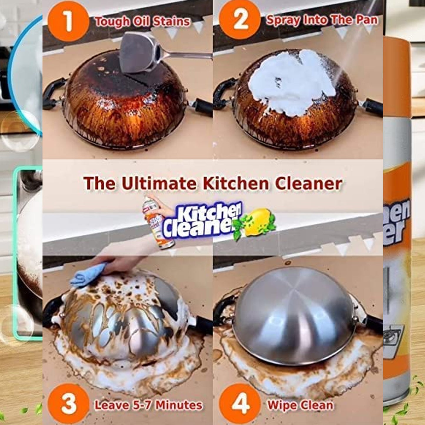 1331 Multipurpose Bubble Foam Cleaner Kitchen Cleaner Spray Oil Grease Stain Remover Chimney Cleaner Spray Bubble Cleaner All Purpose Foam Degreaser Spray (500 Ml)