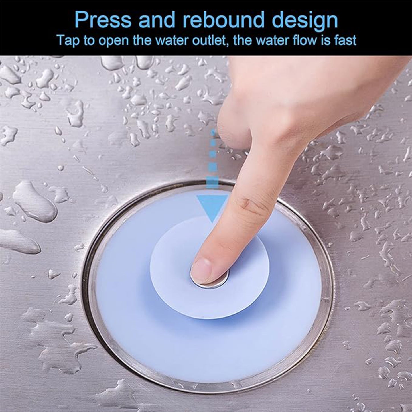 Creative 2-in-1 Blue Silicone Sewer Sink Sealer Cover Drainer (Multicolour 1 Pc)