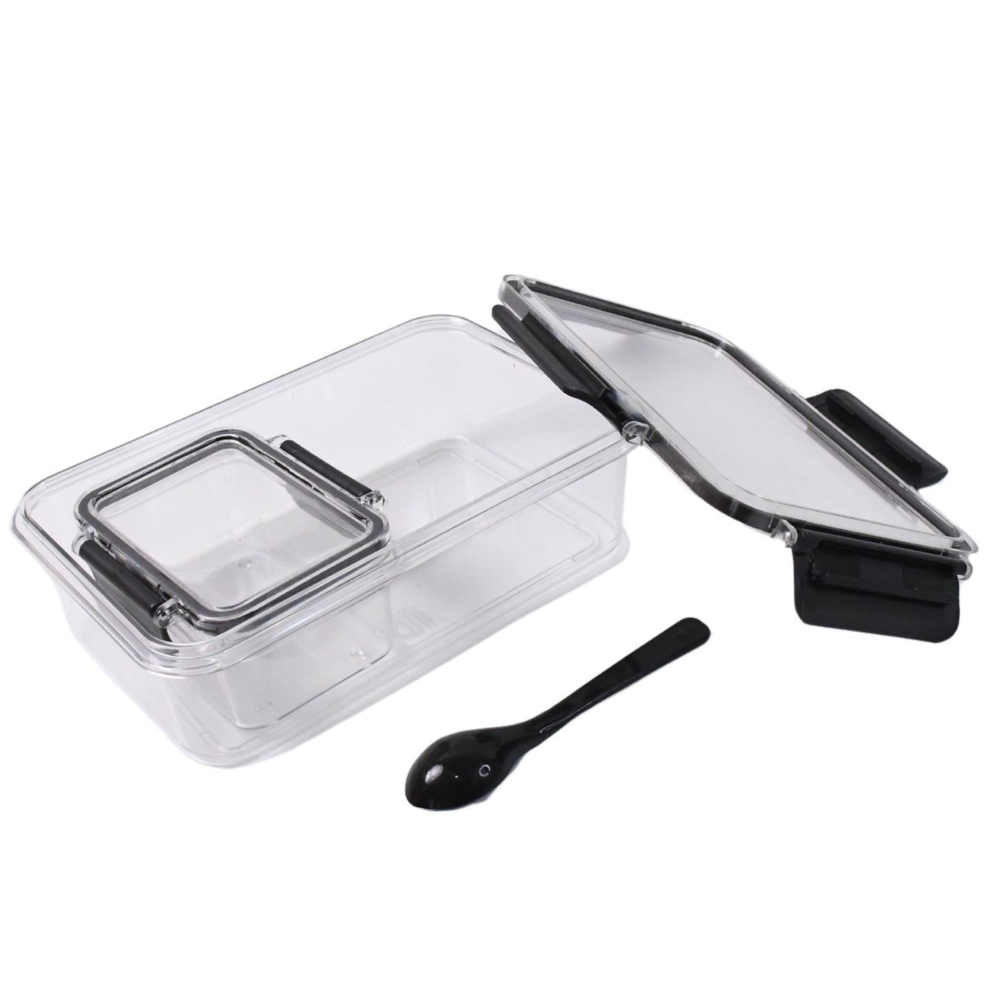 Plastic Kitchen Storage Container Big 800 Ml Small 250 Ml With Air Seal Lock Lid Spoon
