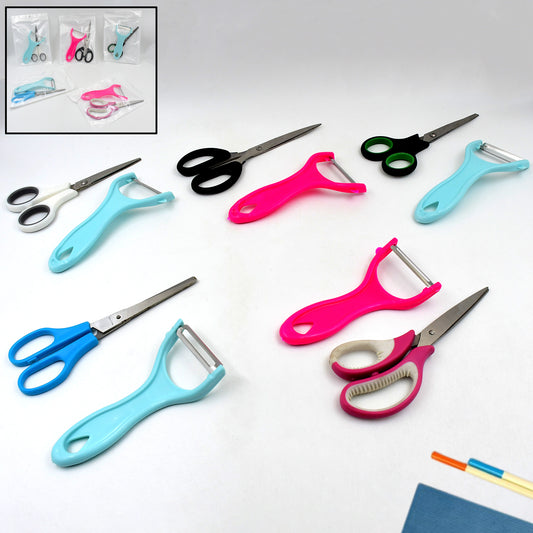 Stainless Steel Kitchen Scissors Multipurpose Peeler (2 Pc Set Mix Design Scissor Peeler)