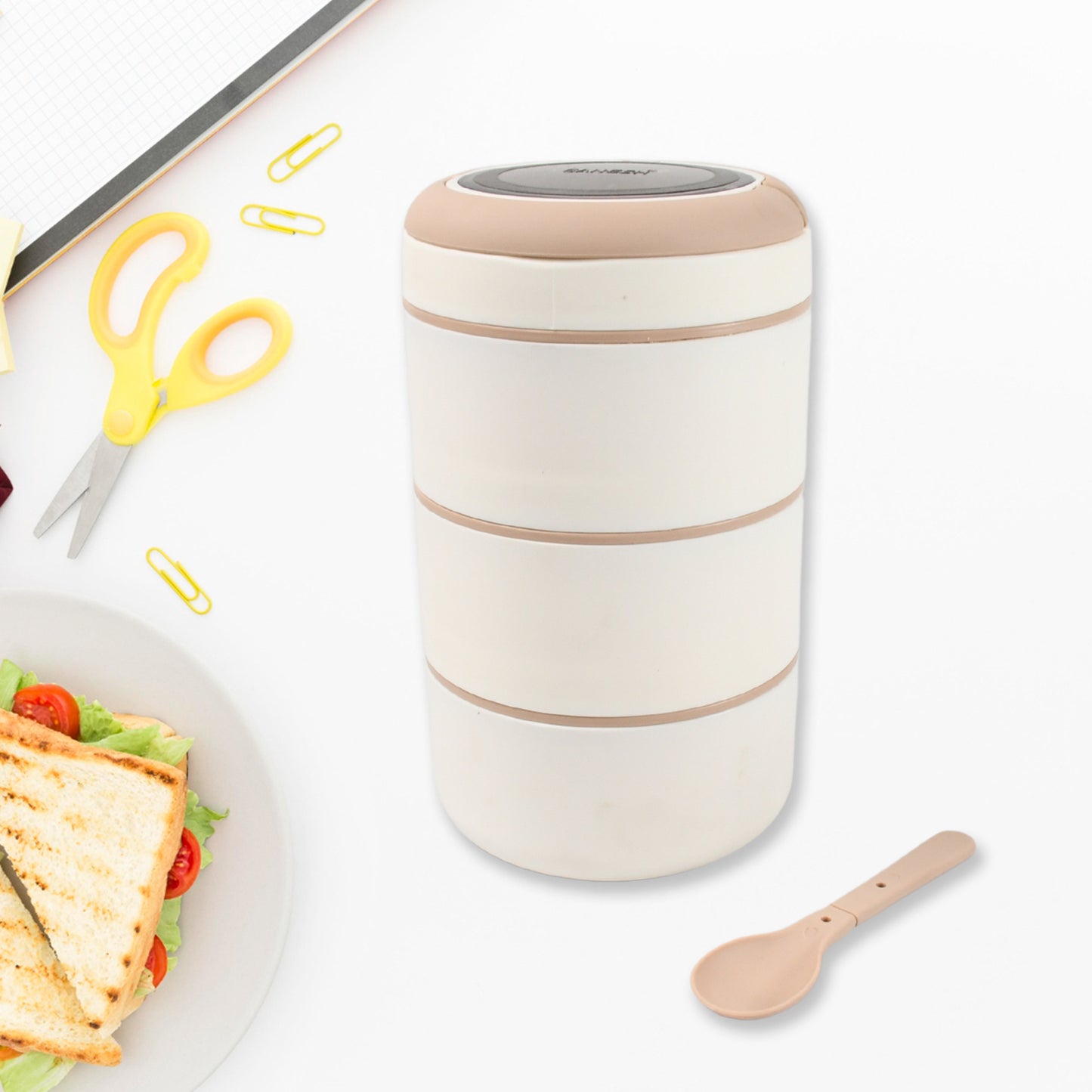 Ganesh Smart Stack 23 Layer Portable Lunch Box Stainless Steel Airtight Leak-proof Lunch Box For Office School Picnic Color May Vary (2 Layer 3 Layer)