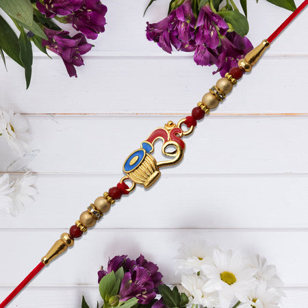 Matki Design Rakhi With Enamel Work Beads
