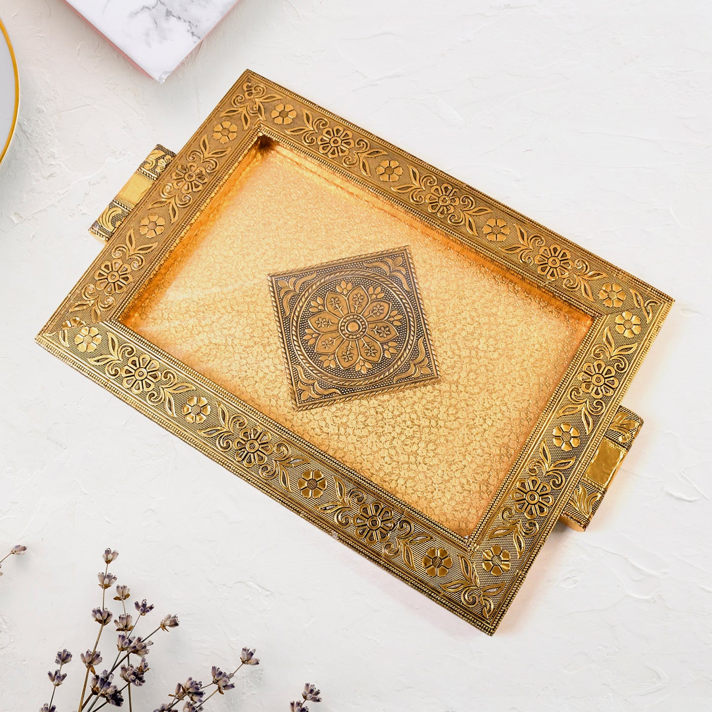 Premium Antique-style Rajwadi Decorative Serving Tray 40x26 Cm