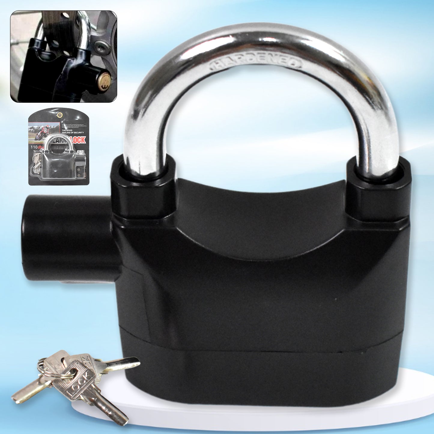 Plastic Body Waterproof Siren Alarm Smart Alarm Lock 3 Keys (1 Set)