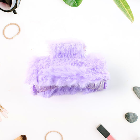 Soft Velvet Furry Hair Clutcher Clips Set (12 Pc)