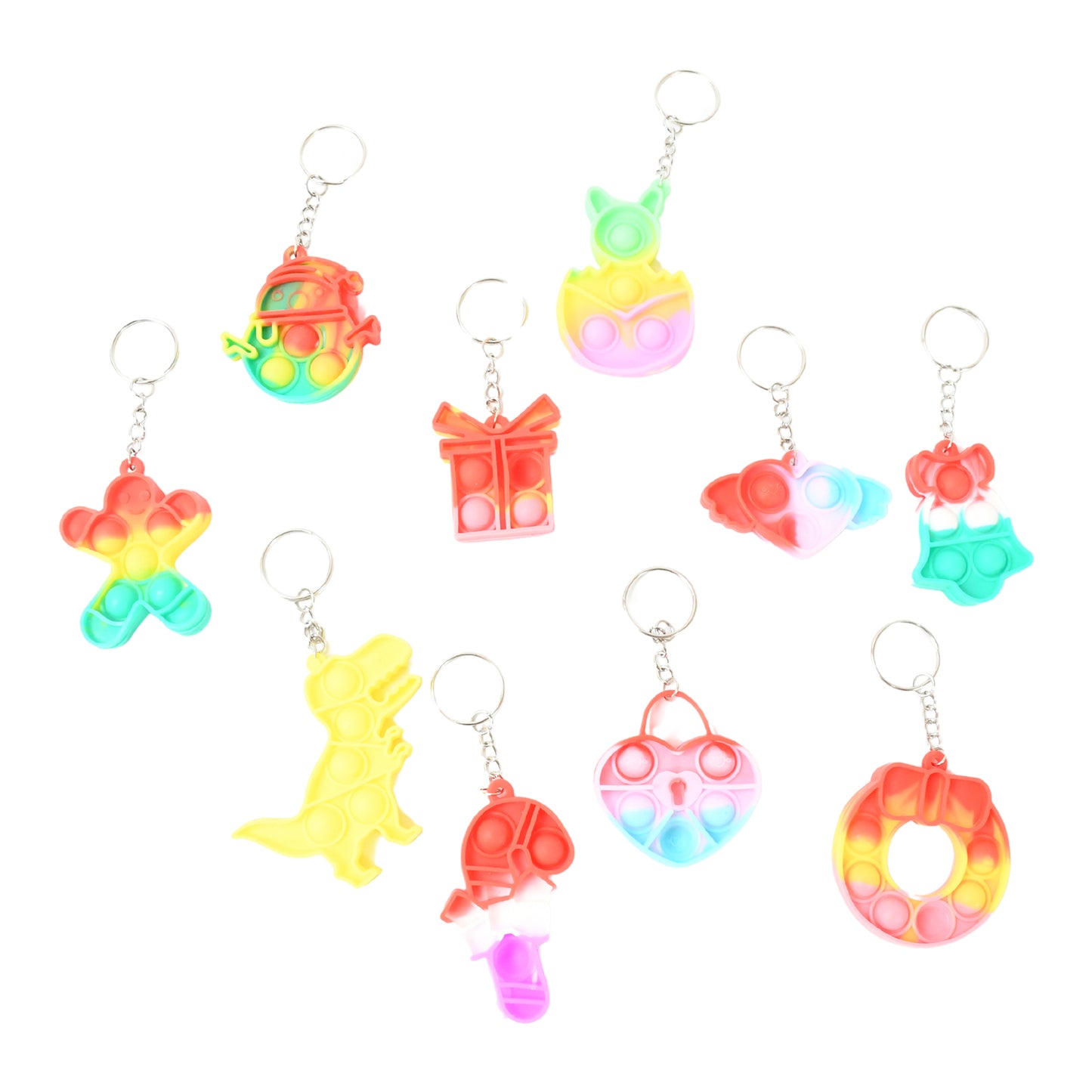 17693 Compact Silicone Pop It Keychain Toy - Birthday Return Gift Of Kids - Portable Bubble Popping Fun Stress Relief Fidget Toy (Mix Design 1 Pc)