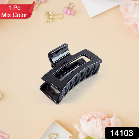 Matte Finish Rectangle Hair Claw Clip For Women And Girls Assorted Color Pack 1 Pc