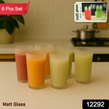 Matt Finish Glass Tumbler Set (Approx 300ml 6 Pc)
