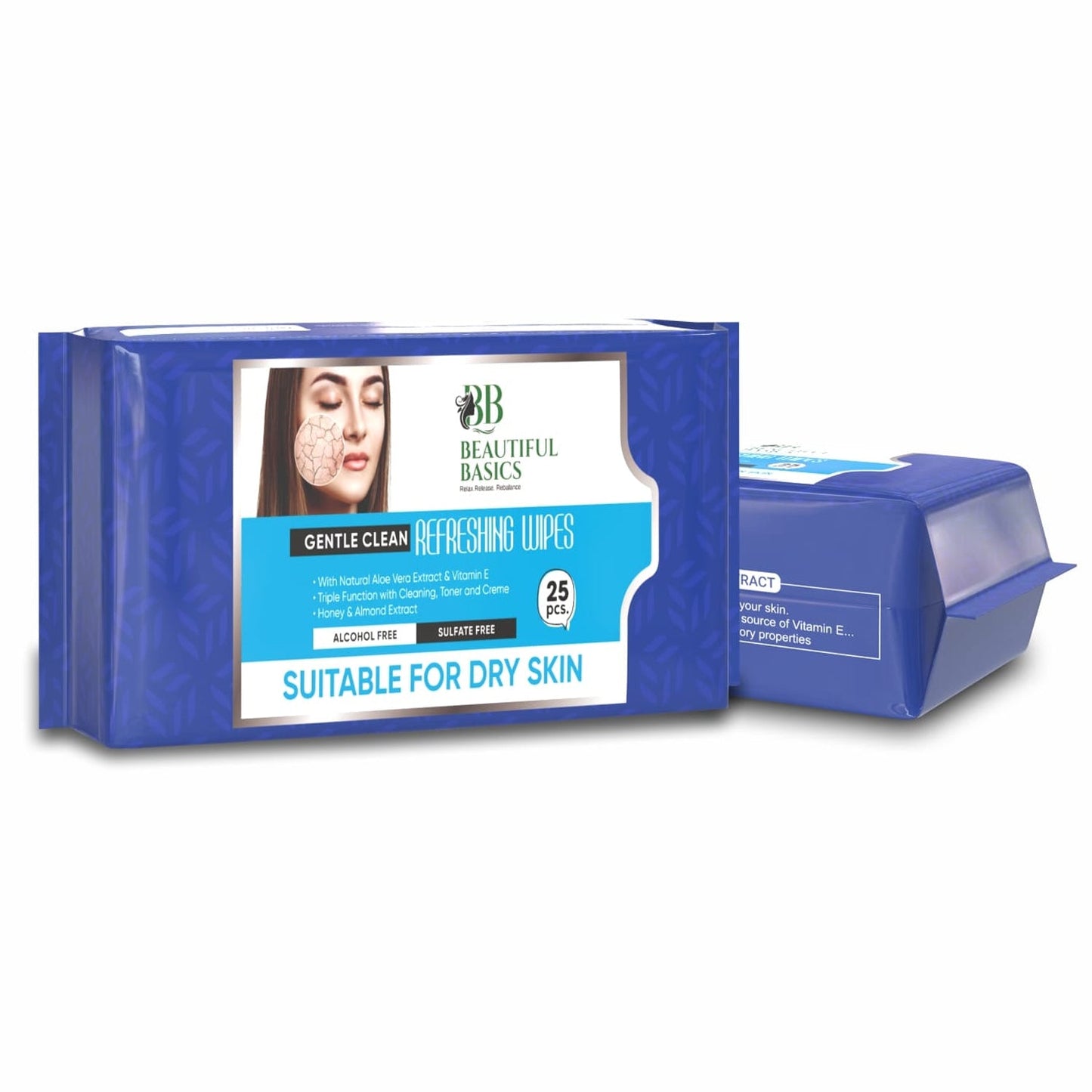 Beautiful Basics Dry Sensitive Skin Face Wipes (2 Pkts X 50 Pcs Wipes)