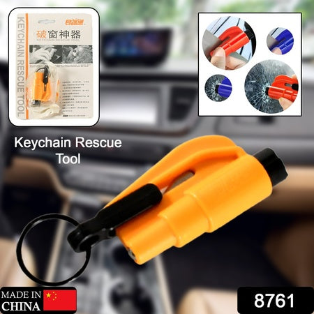 8761 2 In 1 Emergency Safety Cutter With Key Chain Small Portable Handy Emergency Safely Glass Breaking Seat Belt Cutting Keychain Tool