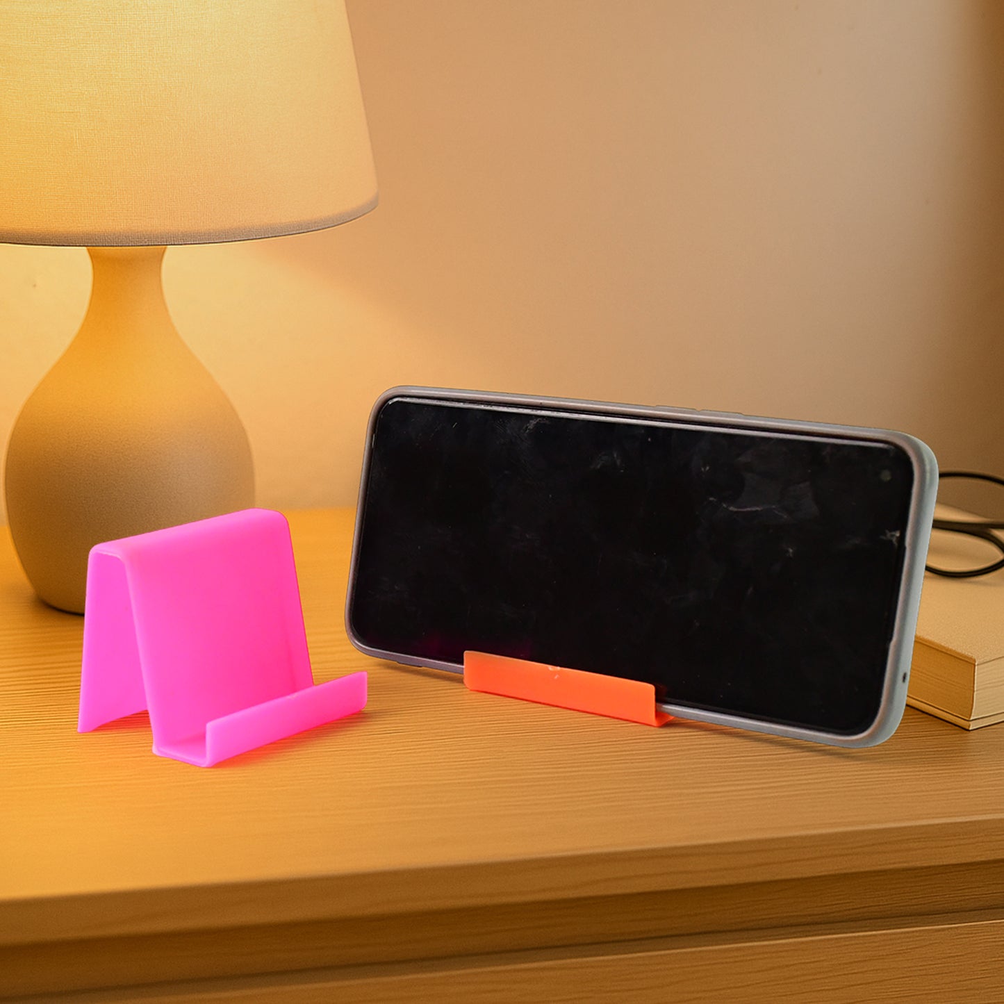 Durable Plastic Mobile Phone Stand With Angled Support (2 Pc Mix Color)
