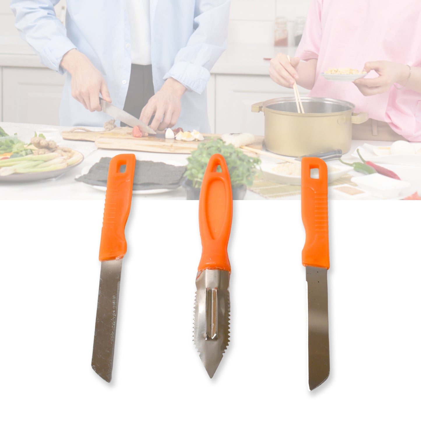 8217 3in1 Multipurpose Stainless Steel Classic Kitchen Knife Set Of 3 For Fruits And Vegetable Chopping Cutting Peeling Kitchen Knife Vegetable Peeler Plain Knife