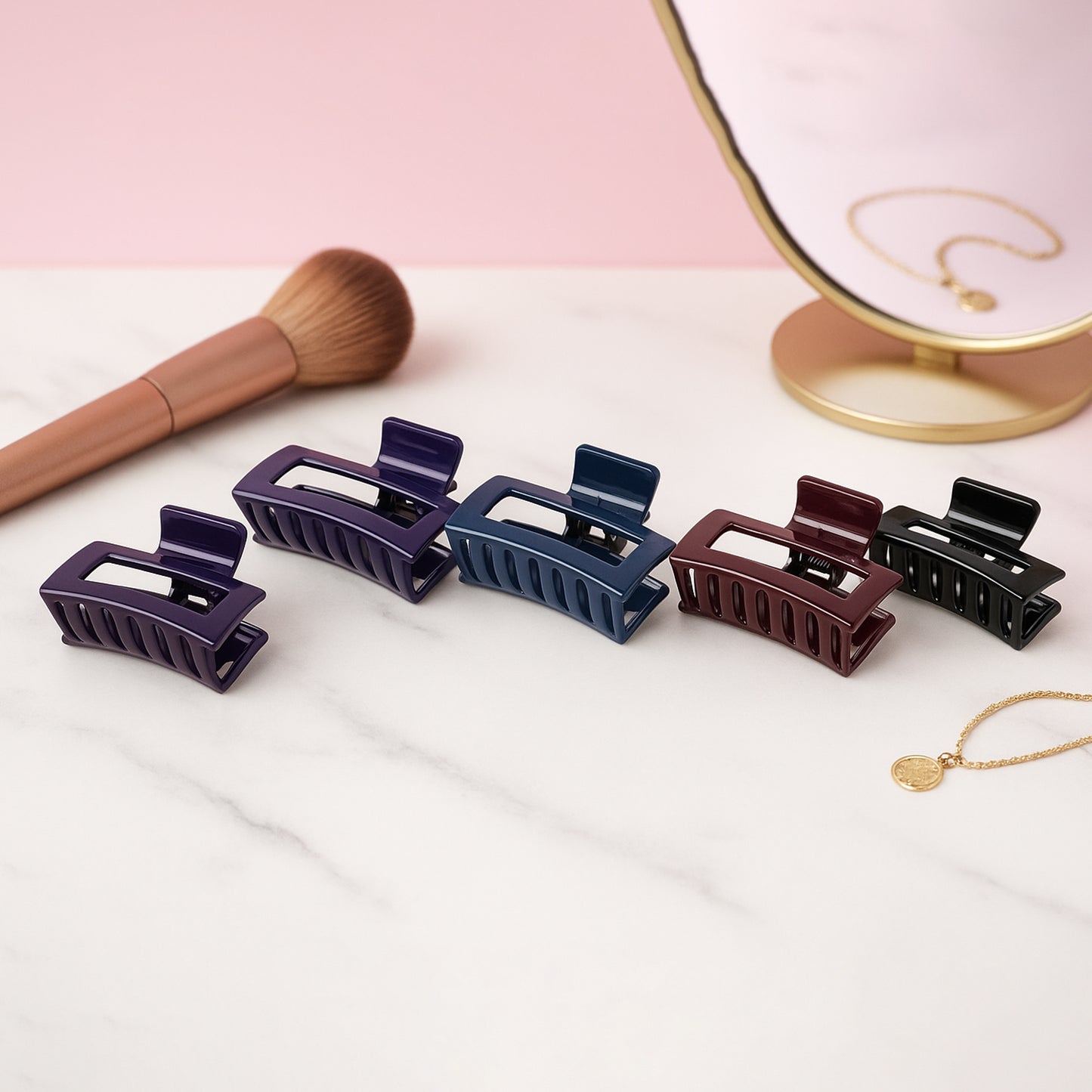 Matte Finish Rectangle Hair Claw Clip For Women And Girls Assorted Color Pack 1 Pc