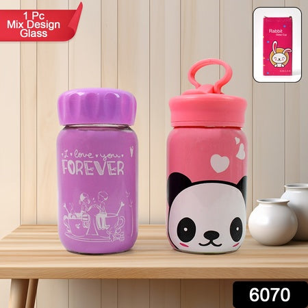 Outdoor Sport Glass Water Bottle (340 Ml 1 Pc Mix Design)