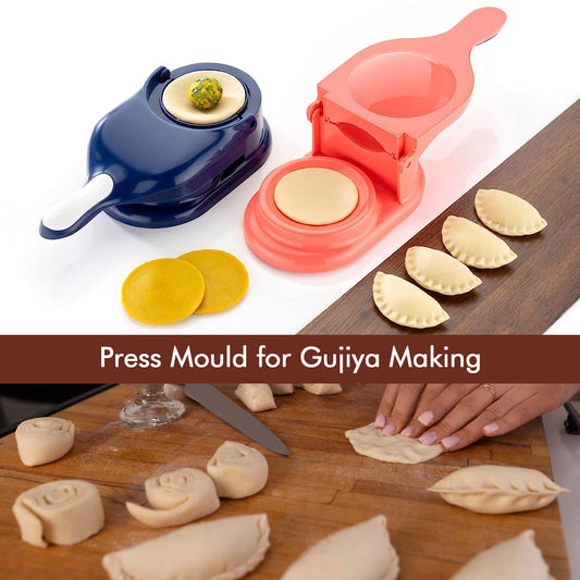 5302 Dumpling Press Mould For Gujiya Ghughra Momos Making 2 In 1 Dumpling Maker Mould Machine Kitchen Dumpling Making Tool