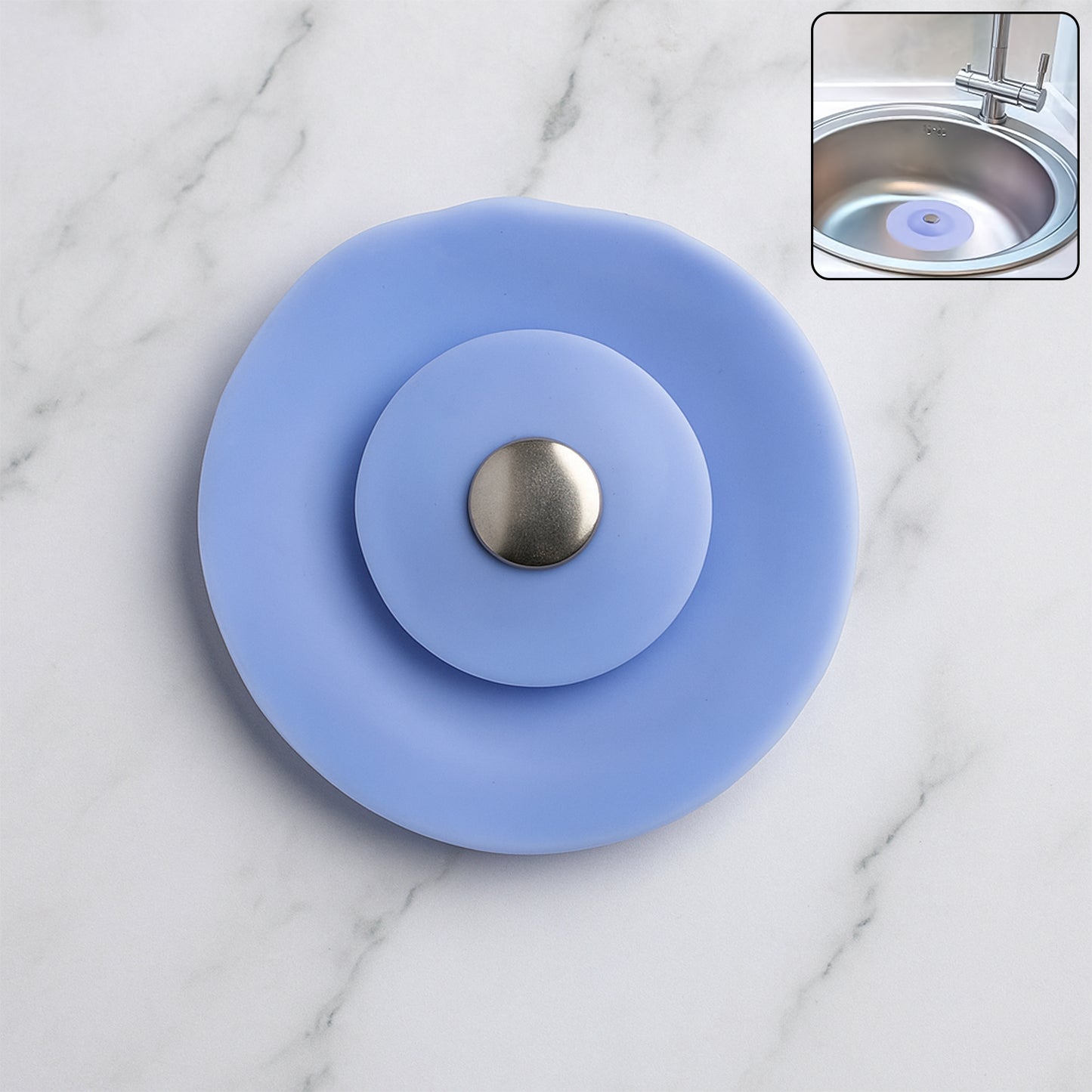 Creative 2-in-1 Blue Silicone Sewer Sink Sealer Cover Drainer (Multicolour 1 Pc)