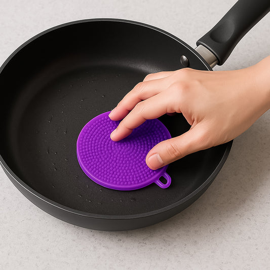 Purple Silicone Dish Scrubber Sponge Mildew Free Non Stick Heat Resistant