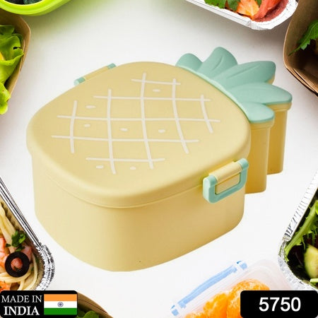 5750 Kids Lunch Box Cute Pineapple Shaped Bento Box With Fork Spoon Snack Candy Container Microwave Portable Office Lunch Box (1 Pc With Spoon Fork)