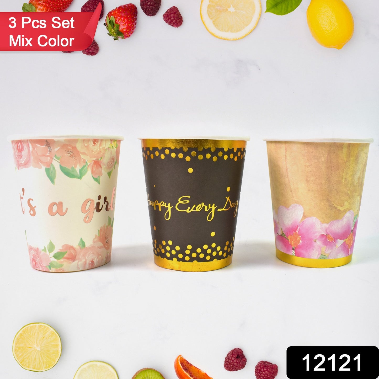 Disposable Paper Cups Disposable Tea Coffee Cups (3 Pcs Set Mix Color)
