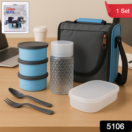 5106 All In One Lunch Box With Fabric Bag For Office School Use