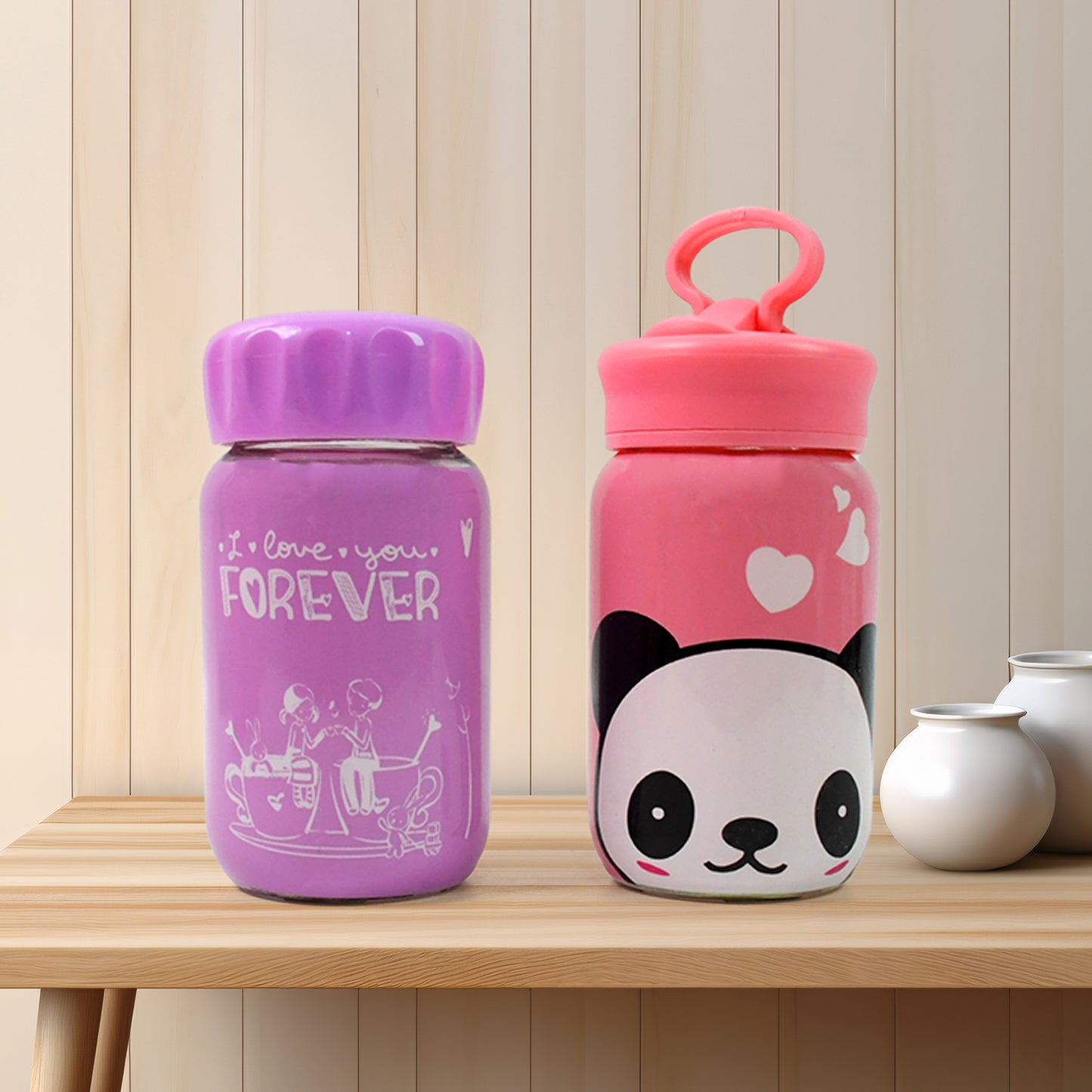 Outdoor Sport Glass Water Bottle (340 Ml 1 Pc Mix Design)