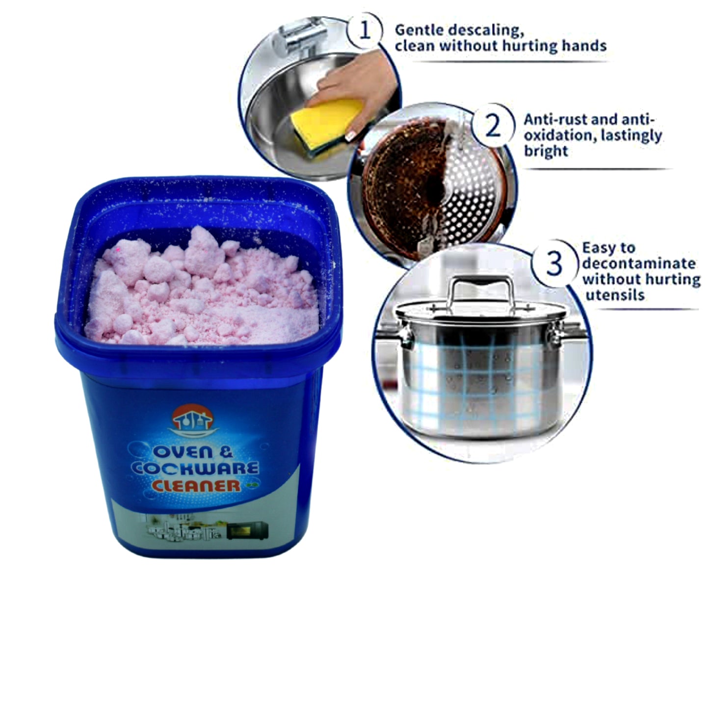 7264 Oven And Cookware Cleaner Oven And Cookware Cleaner Powder Stainless Steel Cleaning Powder Remove Stains From Pots Pans Multi-purpose Cleaner Removes Household Clean Universal Cleaning Powder For Removing Rust