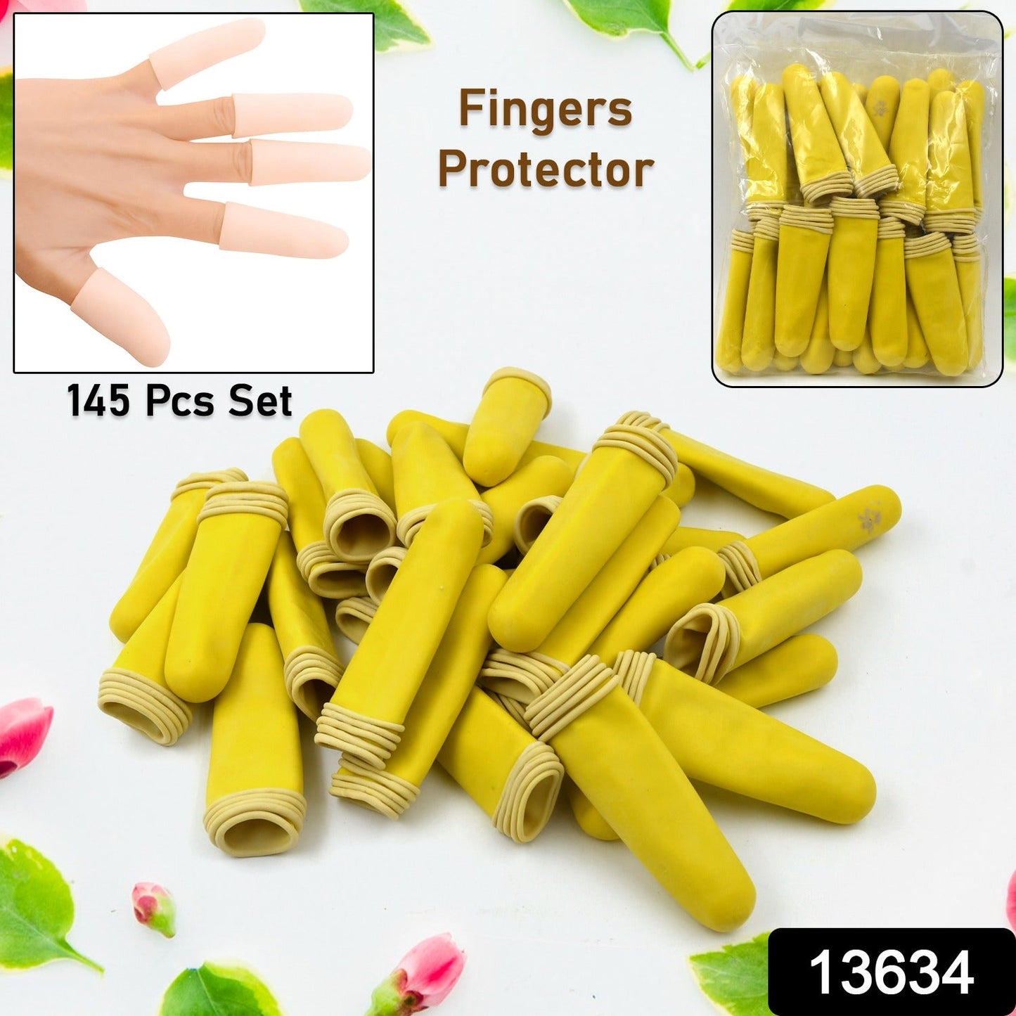 Finger Caps Silicone Finger Protectors Sleeves (Finger Cots 145 Pcs Set Approx)