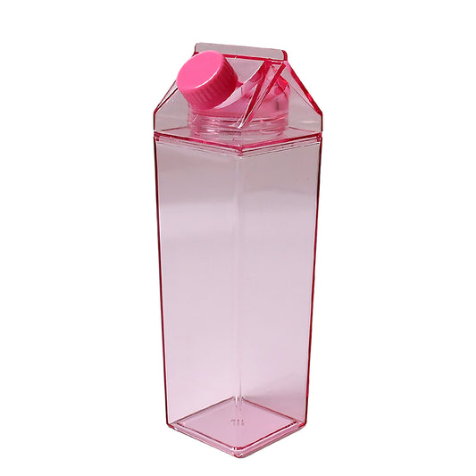 17764 Plastic Milk Carton Colorful Clear Water Bottle 17 Oz Portable Milk Box Leakproof Square Juice Bottle For Outdoor Sports Travel Camping
