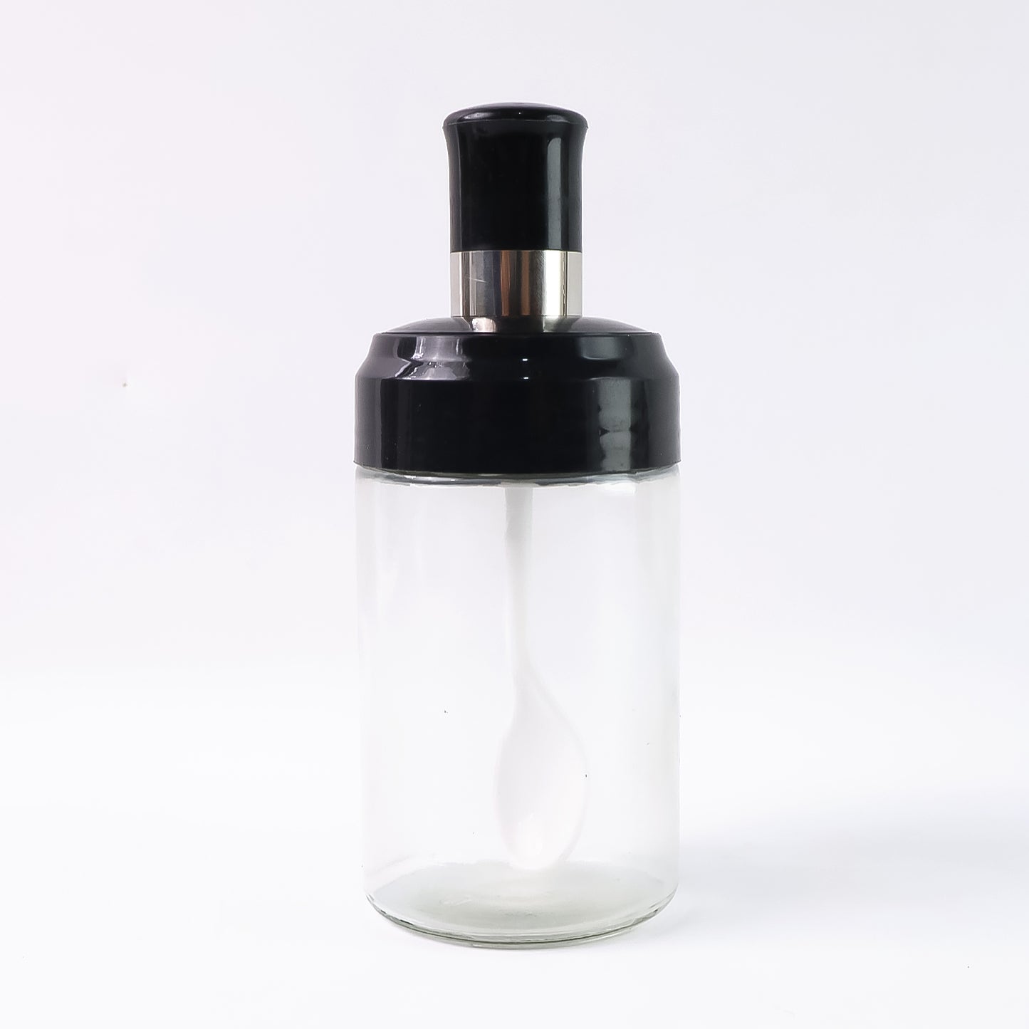 Clear Glass Spice Jar With Integrated Spoon Airtight Lid (250ml Approx)