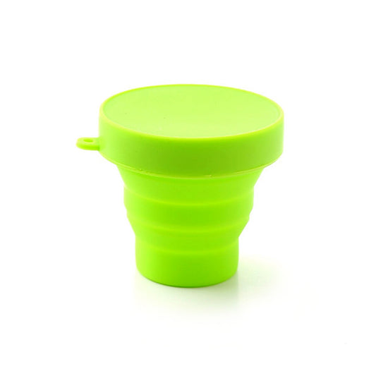 Round Silicone Foldable Glass Cup Foldable Travel Mug With Lid (1 Pc)