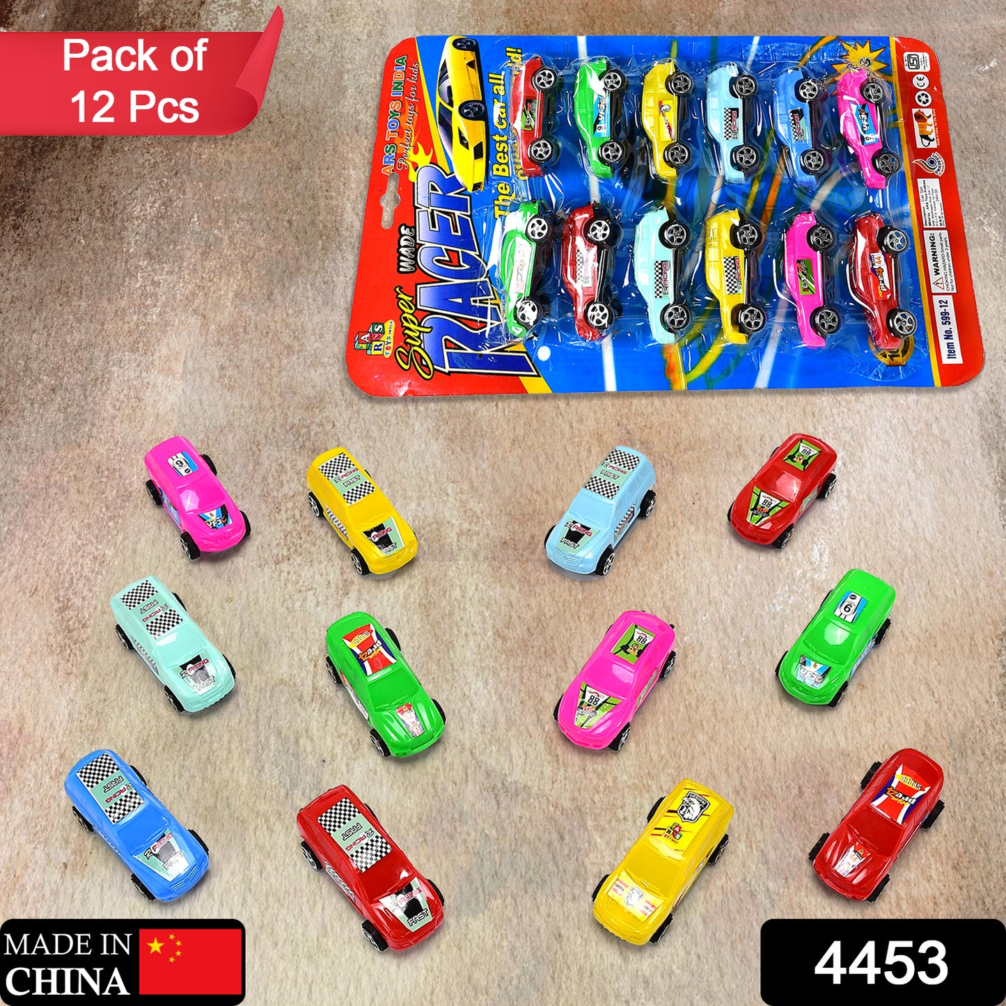 4453 Super City Car Racer Toy For Boys And Girls Pull Push Vehicle Car (Set Of 12pcs) (Multicolor)