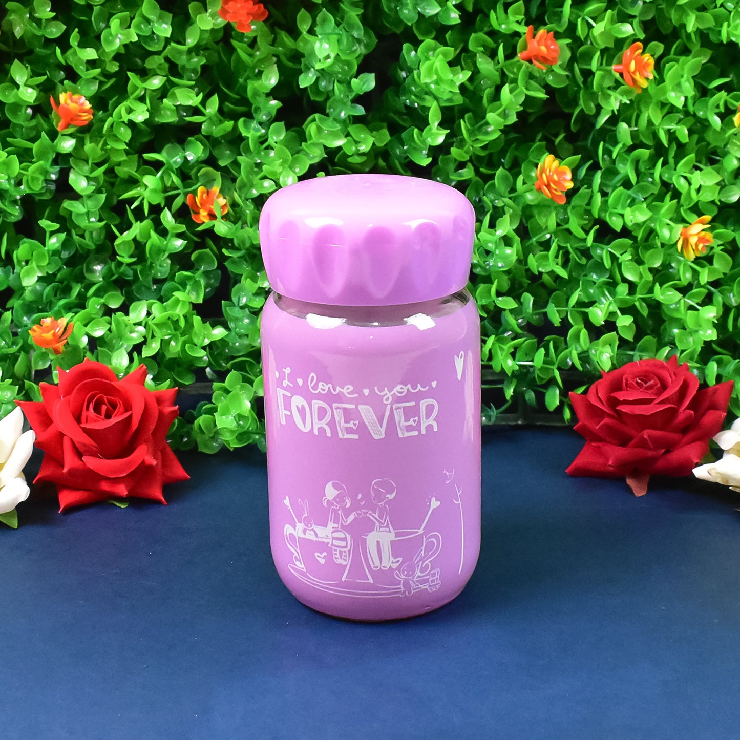 Outdoor Sport Glass Water Bottle (340 Ml 1 Pc Mix Design)