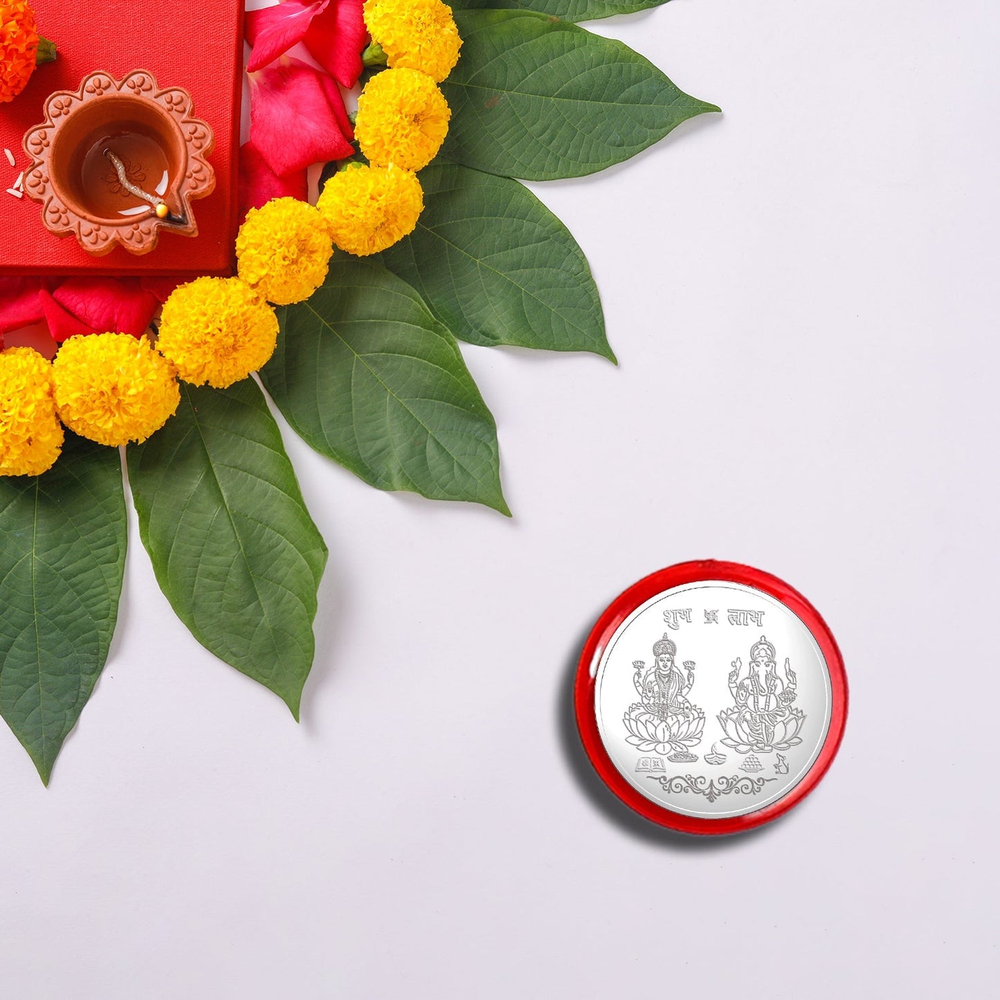Rakhi Gift Set Of 5 For Brother Designer Rakhi Combo With Choco-coated Almonds Silver Coin Roli Chawal Greeting Card