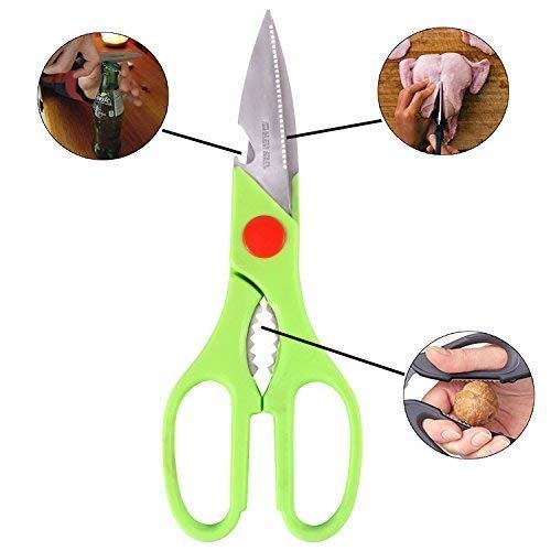 Multi-function Kitchen Household For Vegetables Fruit Cheese Meat Slices With Bottle Opener Stainless Steel Sea Food Scissor