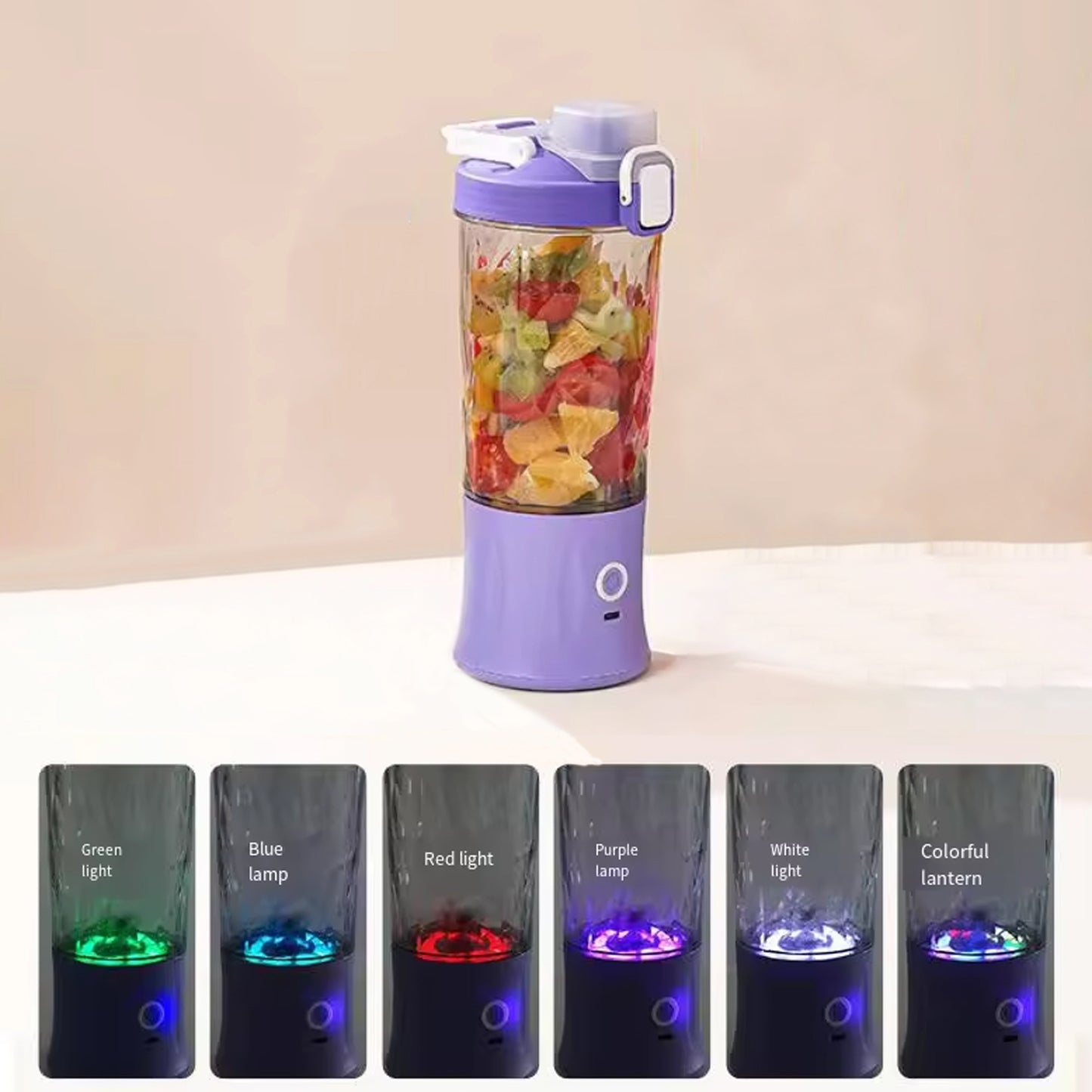 Electric Crusher Juicer With Multicolor Light 8 Blades (600 Ml Multicolor)