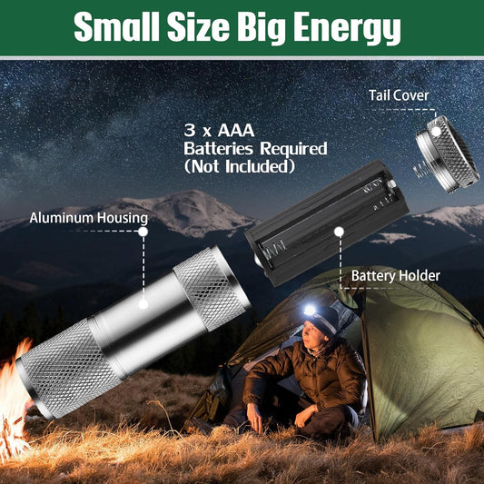 Portable Mini Torch Super-bright Mini 9 Led Bulb Pocket Torches - Torch Flashlight For Camping Hiking Diy Travelling Outdoors And More 3 Battery Operated (Battery Not Included  1 Pc  Mix Color)