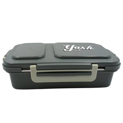 5583 Miracle Quick Lock Leak Proof 2 Compartment Stainless Steel Lunch Box Inner Plate Reusable Microwave Freezer Safe Lunch Box Trendy Thermal Insulation Leak Proof For Office Vacuum Tiffin Box For Boys  Girls  School  Office Women And Men