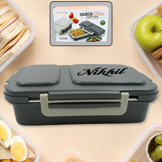 5583 Miracle Quick Lock Leak Proof 2 Compartment Stainless Steel Lunch Box Inner Plate Reusable Microwave Freezer Safe Lunch Box Trendy Thermal Insulation Leak Proof For Office Vacuum Tiffin Box For Boys  Girls  School  Office Women And Men