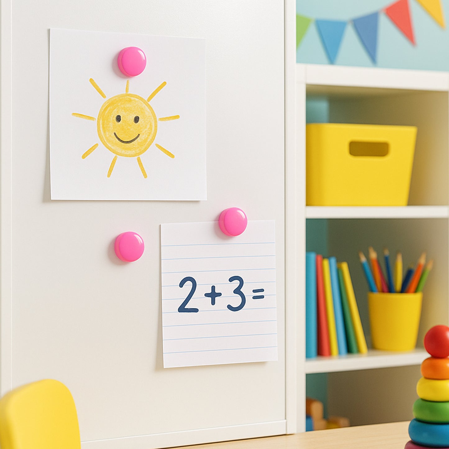 Round Fridge Magnets - (4 Pc  Set)