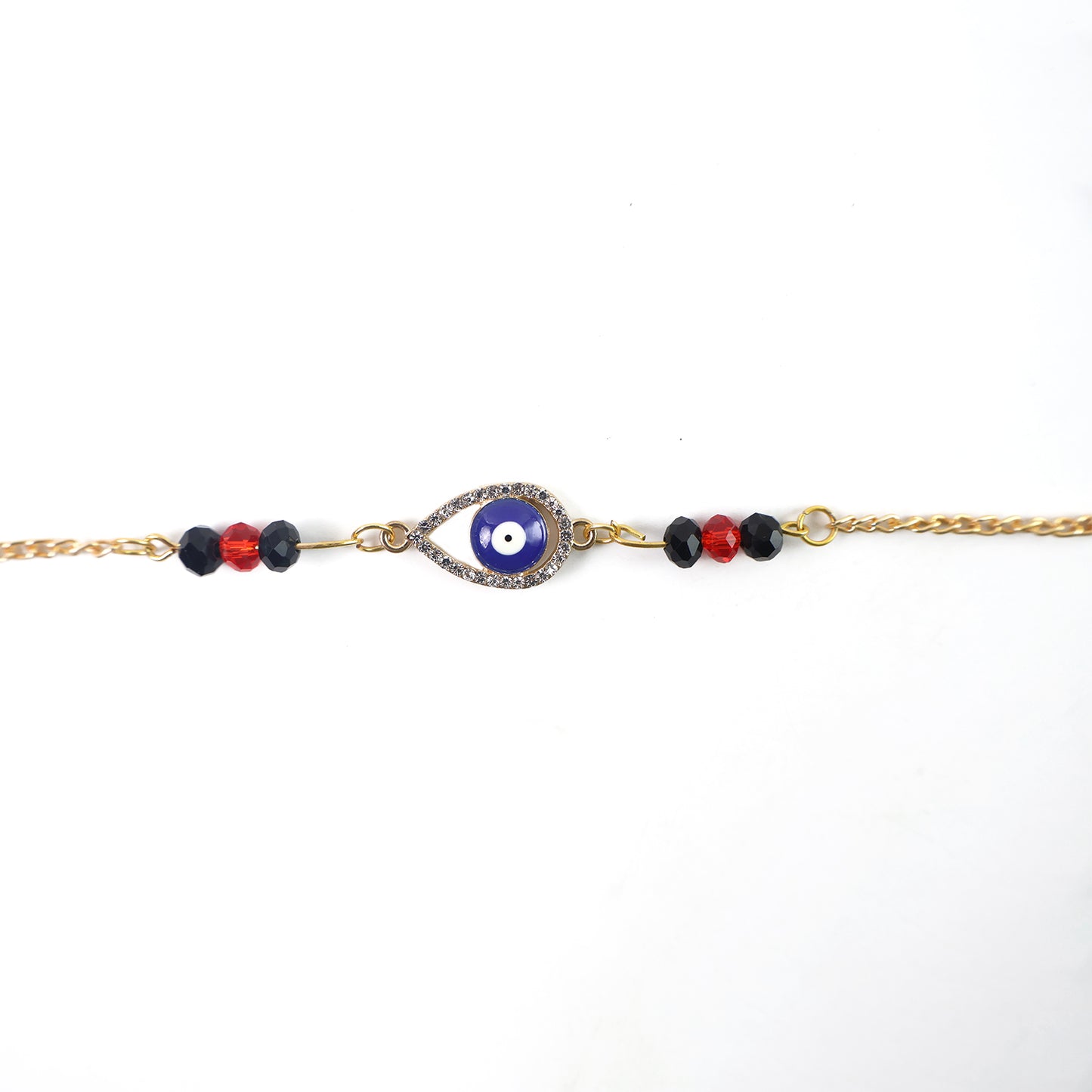 Royal Nazar Rakhi  Premium Evil Eye Protection Thread With Ornate Beads  Golden Chain