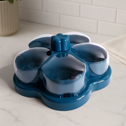 Lotus Shape Rotating Dry Fruit  Snack Organizer Box With Compartments (1 Pc)