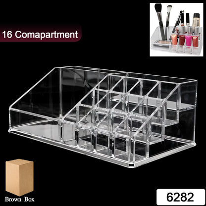 6282 16 Compartment Cosmetic Makeup Jewellery Lipstick Storage Organiser Box Cosmetic Storage Box Make-up Lipstick Organizer  Lipstick Holder Case  Transparent