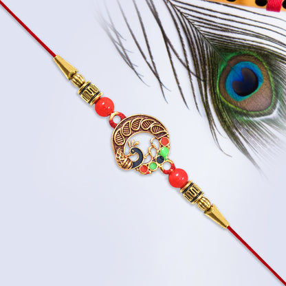 Elegant Round Peacock Design Rakhi